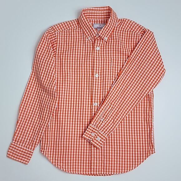 Classic Prep Childrenswear Orange Gingham Checkered Button-down Shirt Boys 12 - Picture 10 of 10